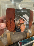 Leather Hat Band with Hand-Cut Feathers