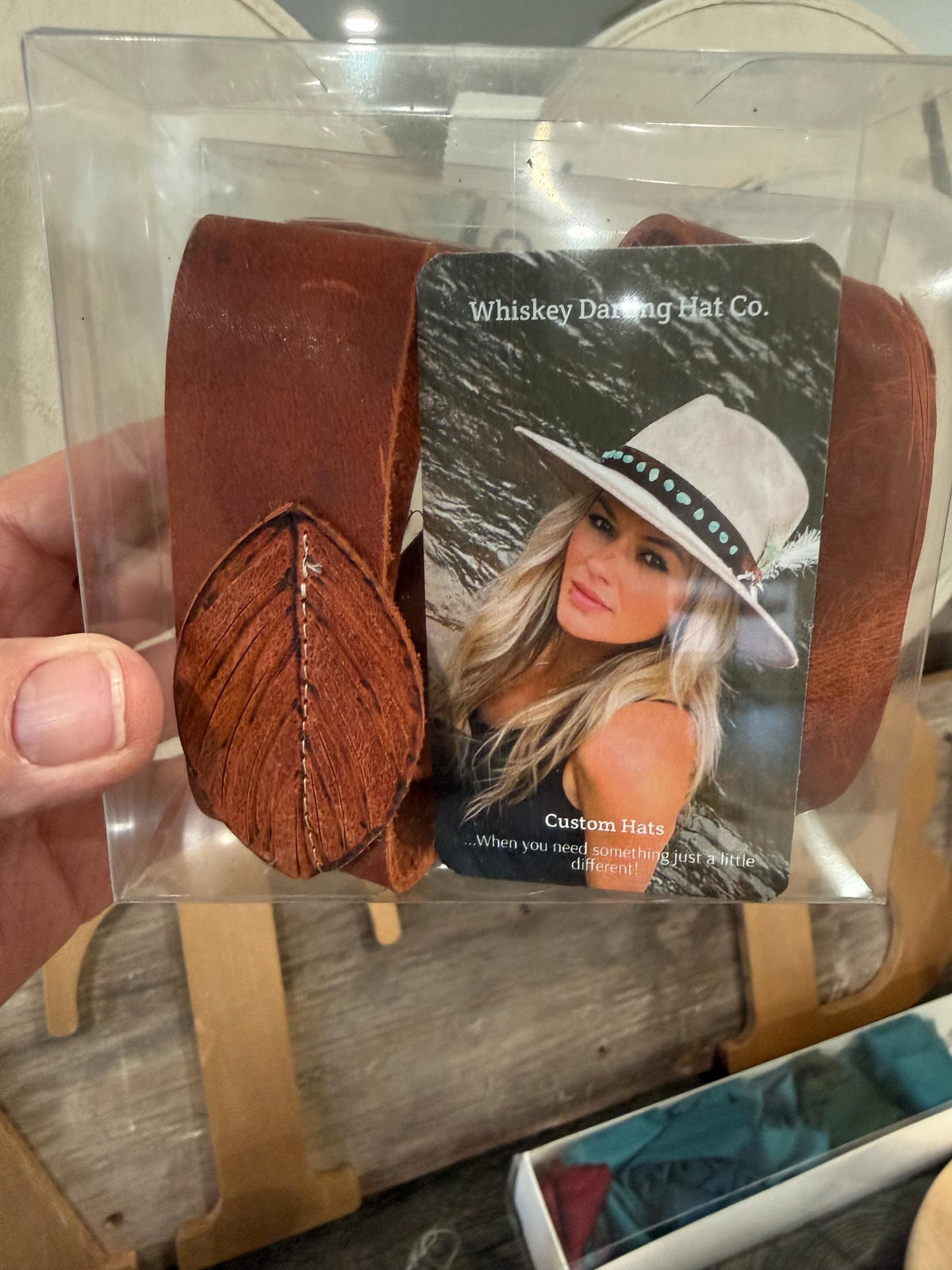 Leather Hat Band with Hand-Cut Feathers